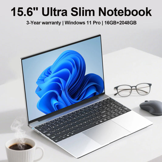 NEW 15.6" Ultra Slim Laptop 16GB RAM 2TB SSD Intel N3700 Notebook Gamer 1920*1080 Display Office Study Computer PC Windows11 Pro