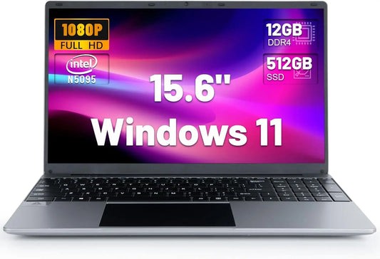 Bestski 15.6 Inch Laptop Intel N5095 Processor 12GB RAM 512GB SSD IPS Display 1080P Windows 11 38000mWh Battery Computer Notebook