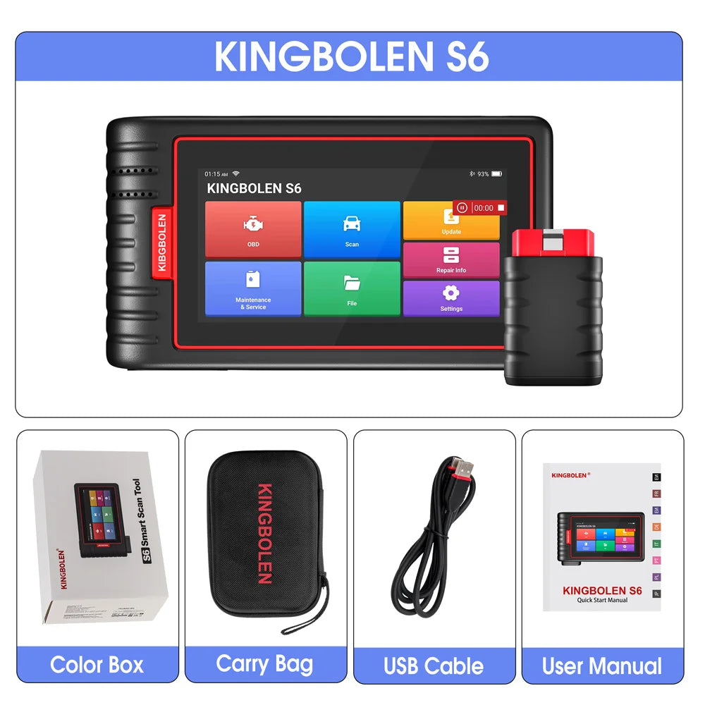 Kingbolen S6 OBD2 Scanner Bluetooth All System Code Reader Car Diagnostic Tool Auto VIN 28 Plus Maintenance SAS BMS TPMS Scan Tool