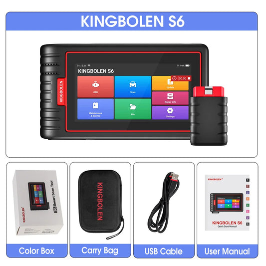 Kingbolen S6 OBD2 Scanner Bluetooth All System Code Reader Car Diagnostic Tool Auto VIN 28 Plus Maintenance SAS BMS TPMS Scan Tool