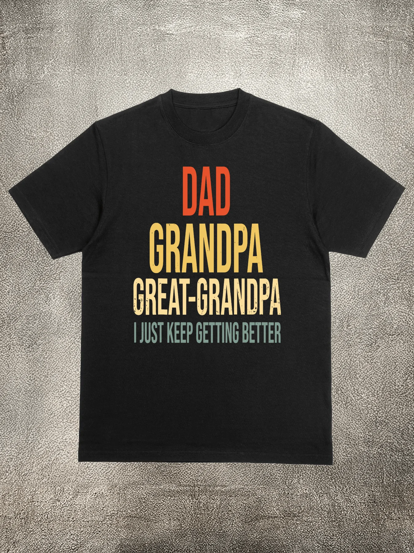 200g Cotton Men's T - Shirt, Fun Text Pattern of Dad - Grandpa - Great - Grandpa, Heat - Transfer Printed, for Daily Casual Wear