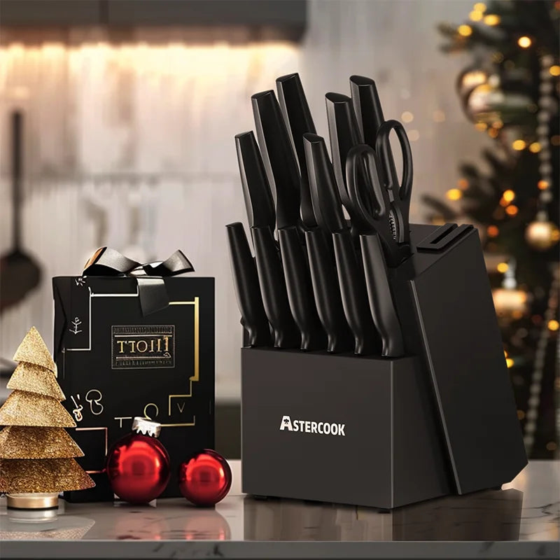 Astercook 15-Piece German Stainless Steel Knife Set