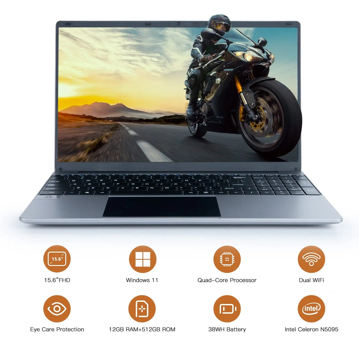 Bestski 15.6 Inch Laptop Intel N5095 Processor 12GB RAM 512GB SSD IPS Display 1080P Windows 11 38000mWh Battery Computer Notebook