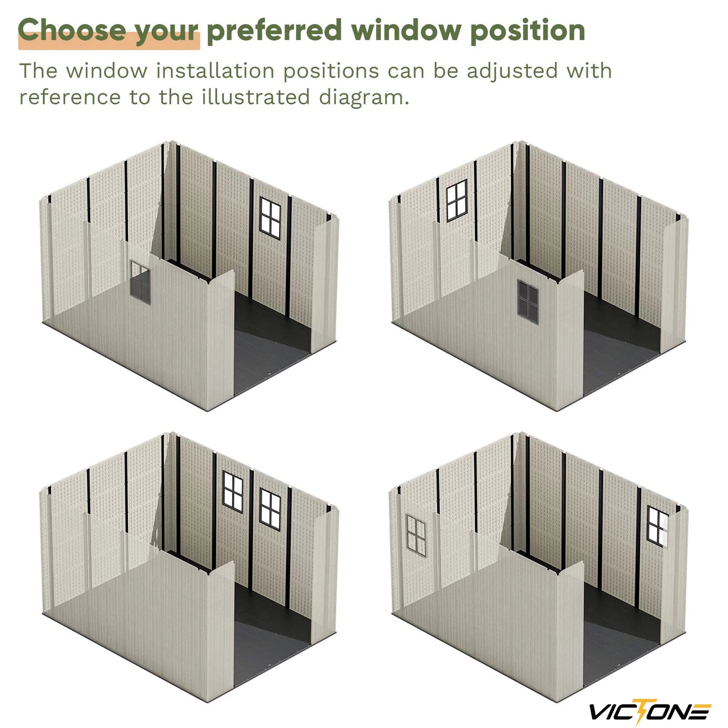 Victone 8x10 Plastic Outdoor Storage Shed With Floor Window Lockable Door Beige