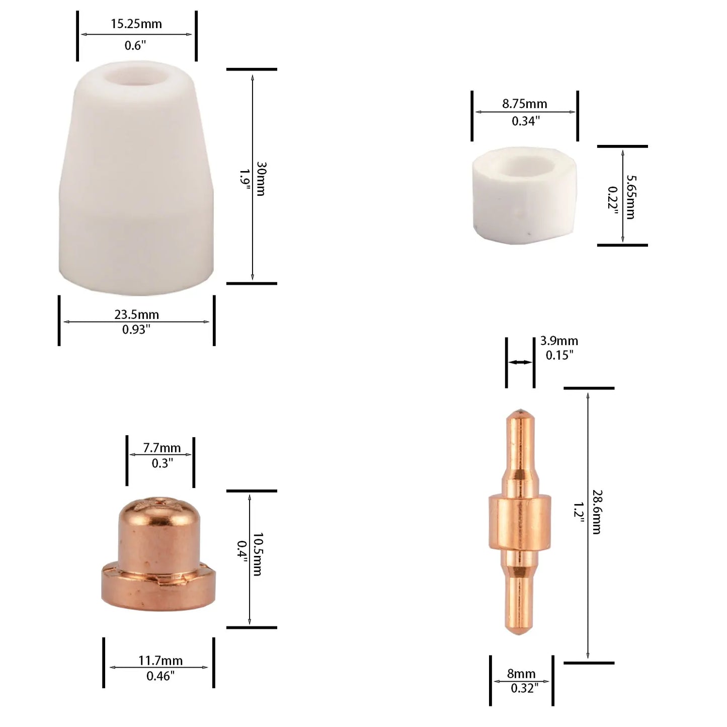 150Pcs PT31 LG40 Plasma Cutter Electrode Tips Cup Consumables Kit For PT-31 CUT40 HYC45D HYC50D CUT50 PLC50D HYC410