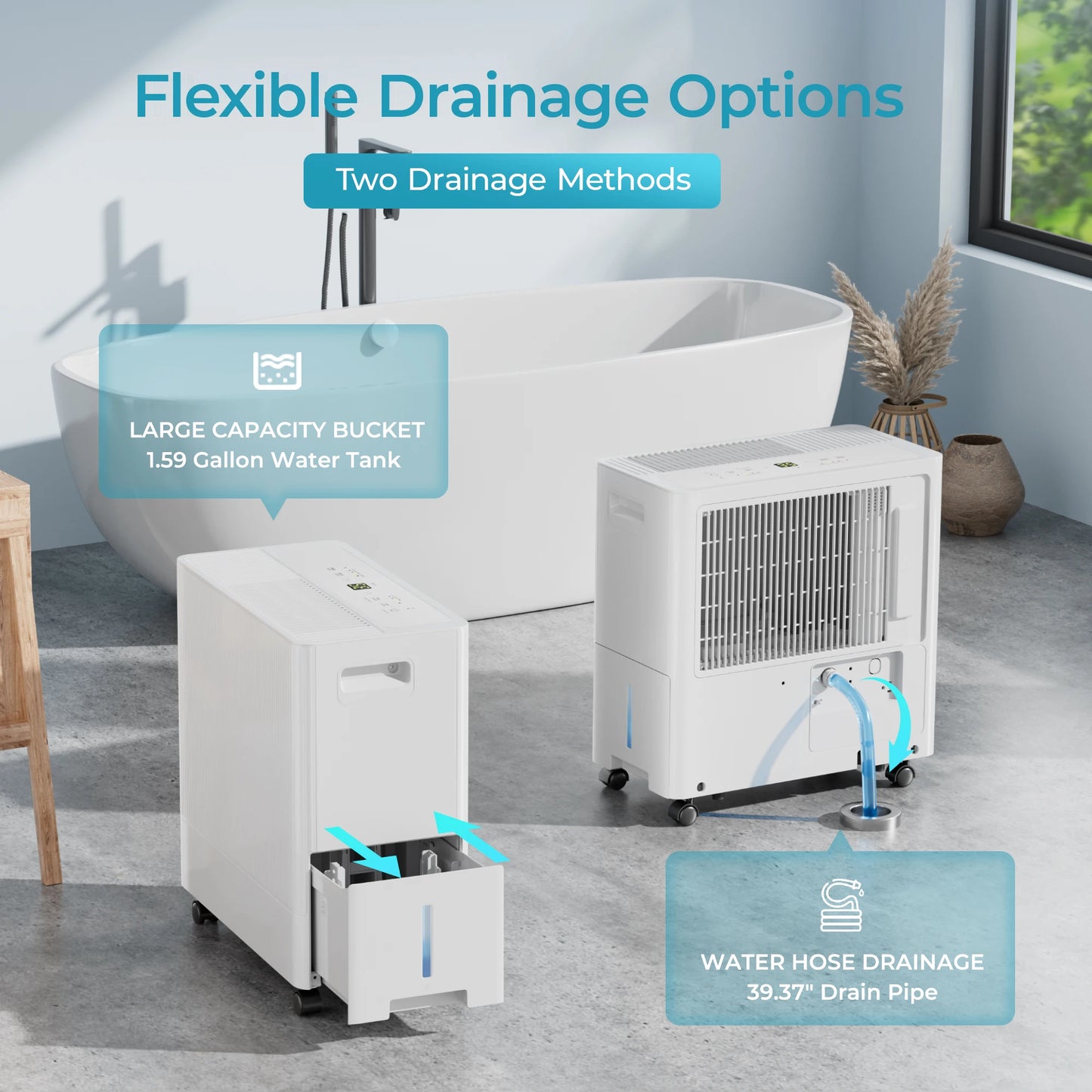 Simzlife 4500 Sq Ft Dehumidifier for Basement 0.85 Gallon Water Tank 4 Modes 50 Pint Auto Drainage Large Dehumidifier for Home