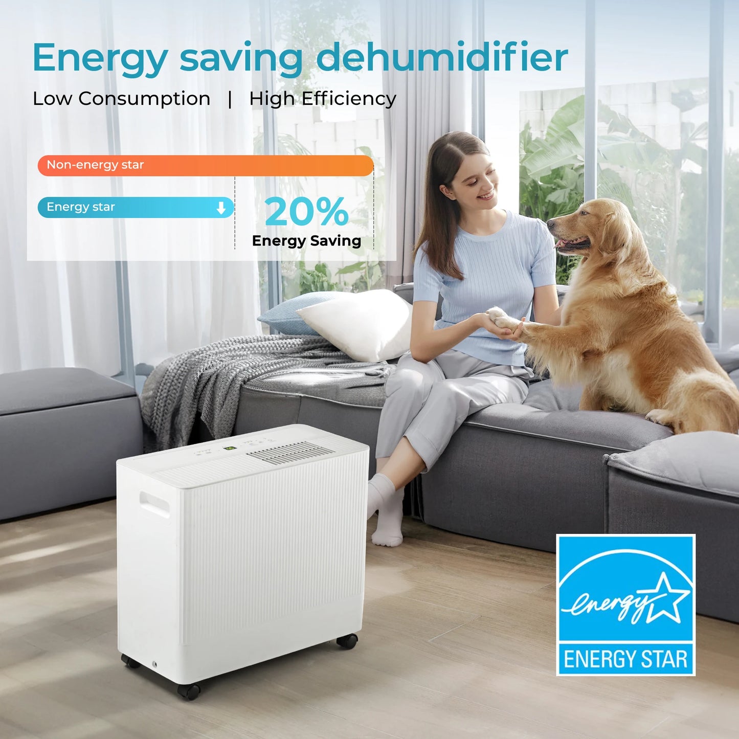 Simzlife 4500 Sq Ft Dehumidifier for Basement 0.85 Gallon Water Tank 4 Modes 50 Pint Auto Drainage Large Dehumidifier for Home
