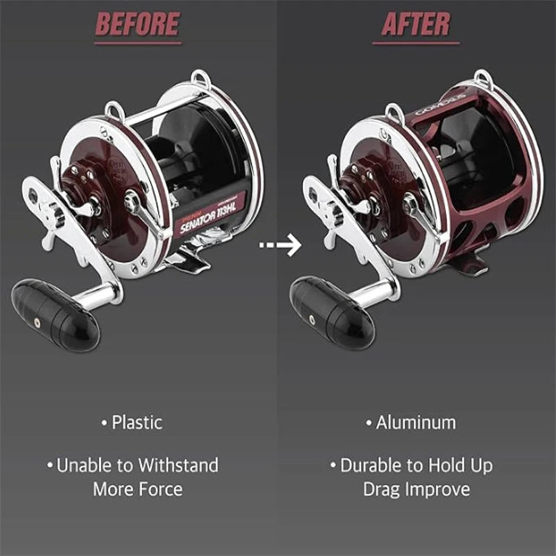 Gomexus Red Aluminum Frame For Penn Senator 113H Conventional Fishing Reel Replacement Part