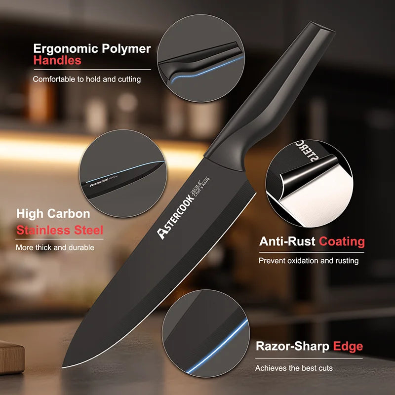 Astercook 15-Piece German Stainless Steel Knife Set