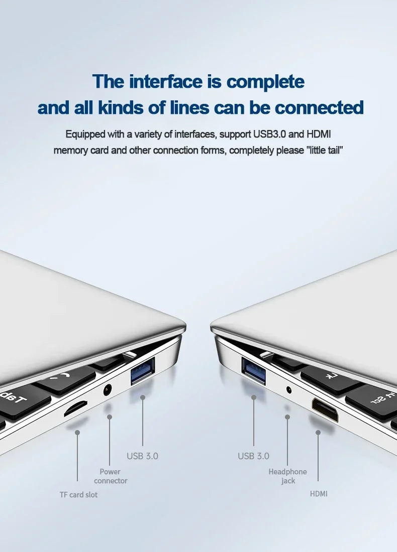 Ultra Slim Windows 11 Laptop Computer 14.1 Inch 12GB DDR4 1TB SSD Intel N4000 Notebook Gamer 1920x1080 Office Study PC