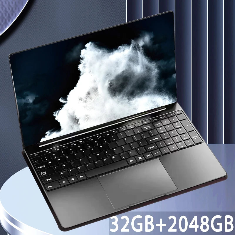 15.6 Inch Laptop Intel Celeron N5095 Notebook Gamer 32GB RAM 2TB SSD Office Study PC Windows 11 1920x1080 Resolution