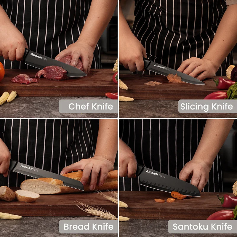 Astercook 15-Piece German Stainless Steel Knife Set