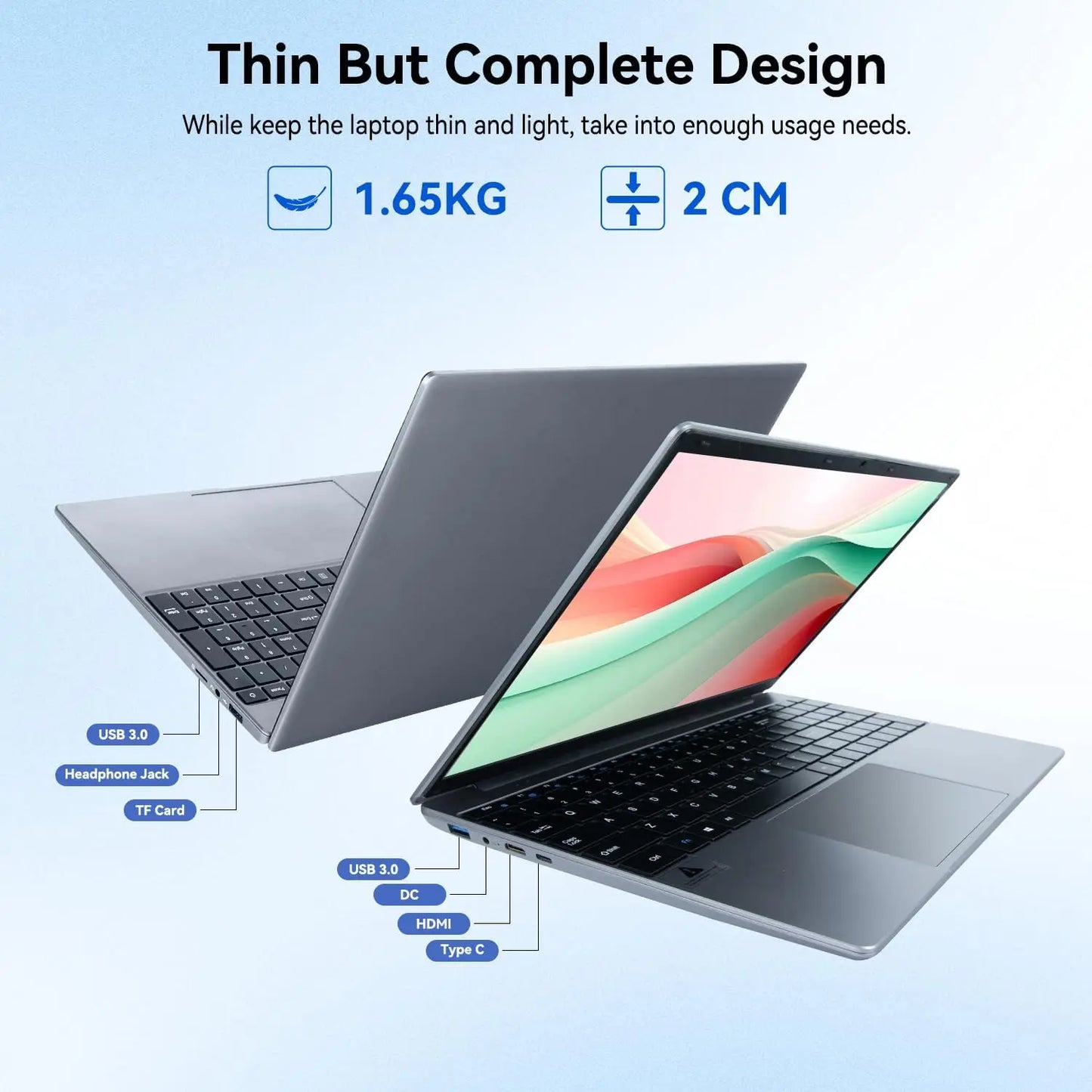 15.6 Inch Portable Laptop Windows 11 Intel Celeron N5095 Quad-Core Processor 8GB RAM 256GB SSD