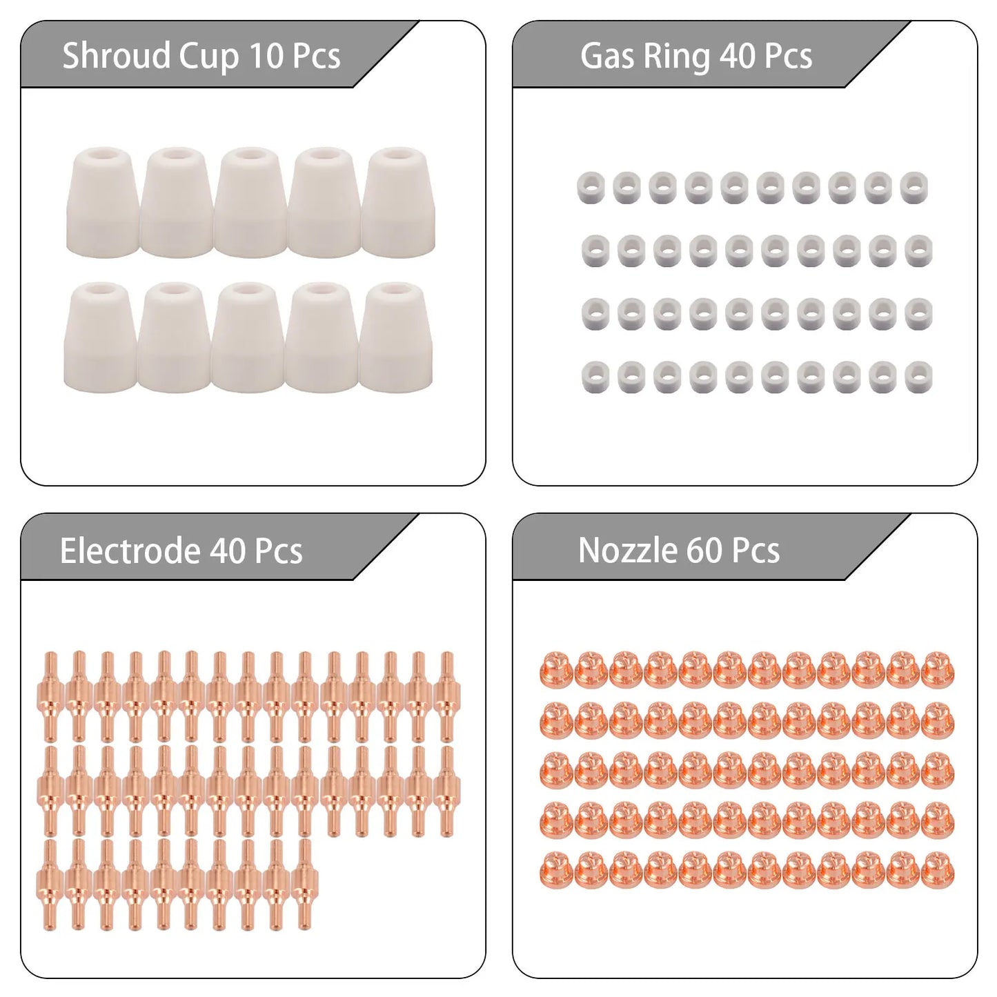 150Pcs PT31 LG40 Plasma Cutter Electrode Tips Cup Consumables Kit For PT-31 CUT40 HYC45D HYC50D CUT50 PLC50D HYC410