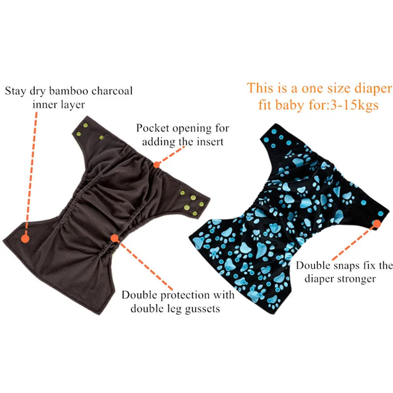 Simfamily Reusable Waterproof Bamboo Charcoal Pocket Diaper