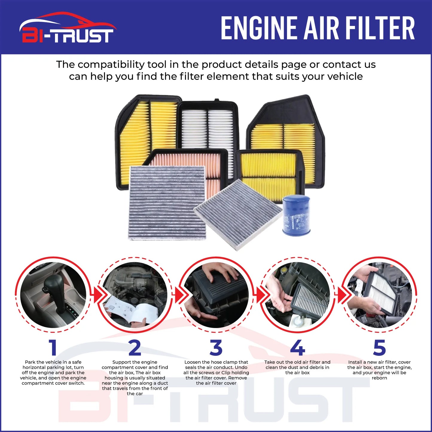 Bi Trust Engine Air Filter For Mercedes Benz C230 C280 CLK320 ML320 ML350 AMG