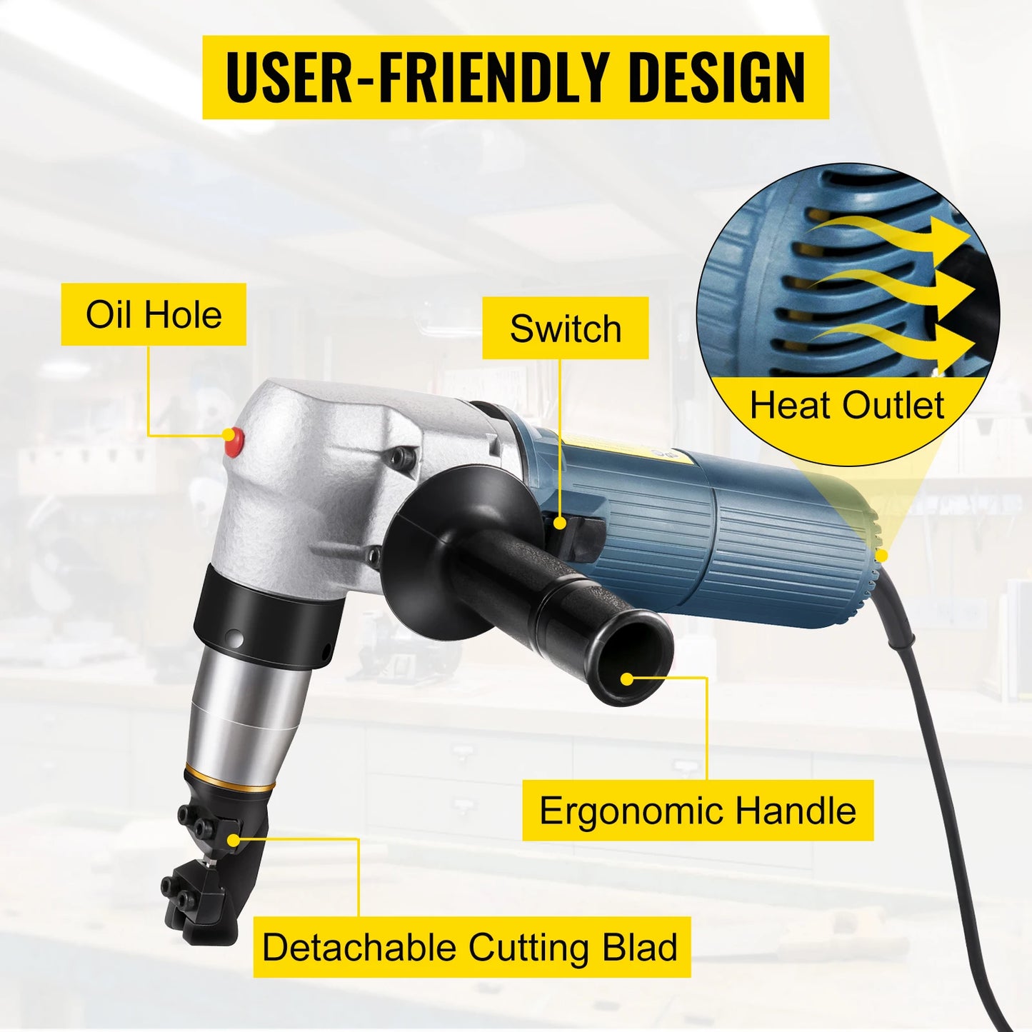 VEVOR 380W 625W Electric Metal Nibbler Corded Shears Cutter 1.8MM 4MM Cutting Thickness for Sheet Metal Stainless Steel and Plastic