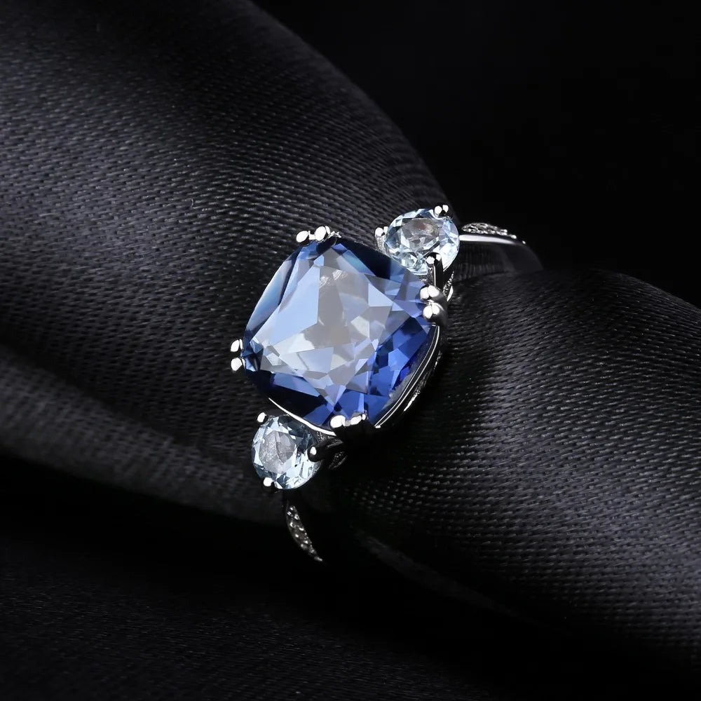 Gem's Ballet 5.22Ct Iolite Blue Mystic Quartz Sky Blue Topaz Rings  AU750 585 14K 10K 18K Gold 925 Silver Ring Jewelry For Women