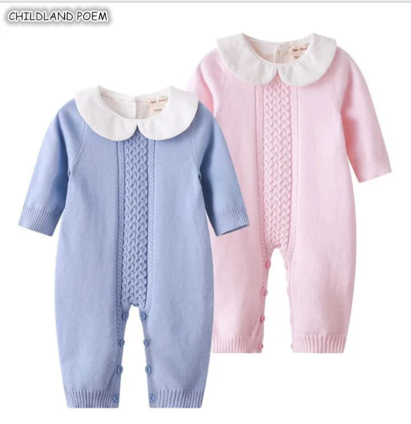 Knitted Baby Romper for Autumn Newborn Long Sleeve Infant Jumpsuit Overalls for Boys and Girls