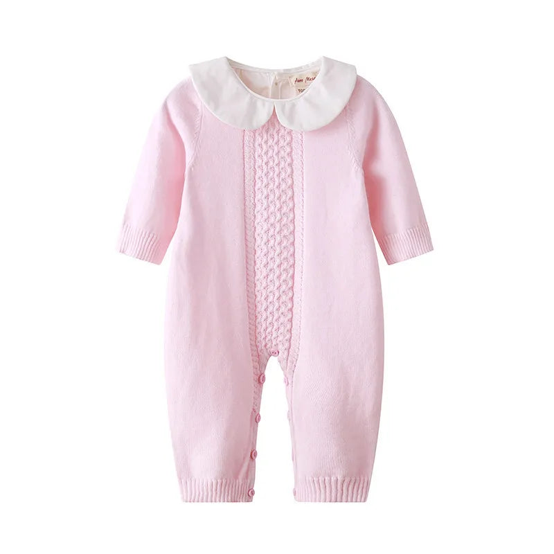 Knitted Baby Romper for Autumn Newborn Long Sleeve Infant Jumpsuit Overalls for Boys and Girls