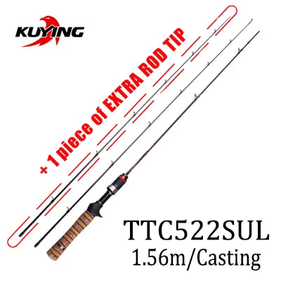 Kuying Teton Super Ultra Soft Light Baitcasting Spinning Lure Fishing Rod Combo 1.56m 1.8m 1.86m 1.9m 1.92m 1.98m