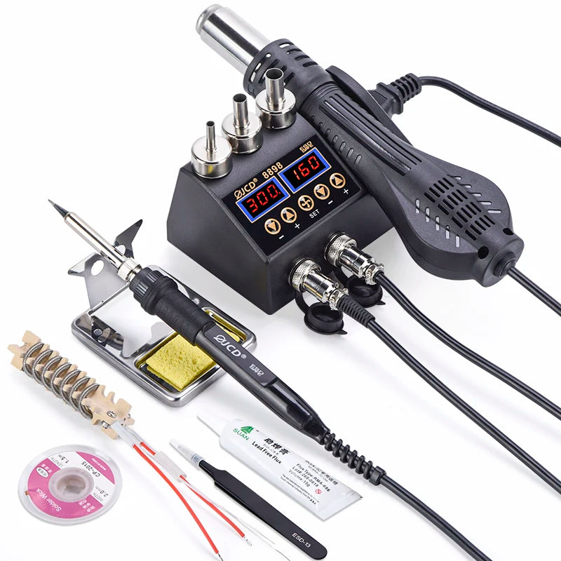 JCD 8898 Soldering Station 750W 2 in 1 Soldering Iron Hot Air Gun Rework Welding Station For Phone BGA SMD Welding Repair Tools