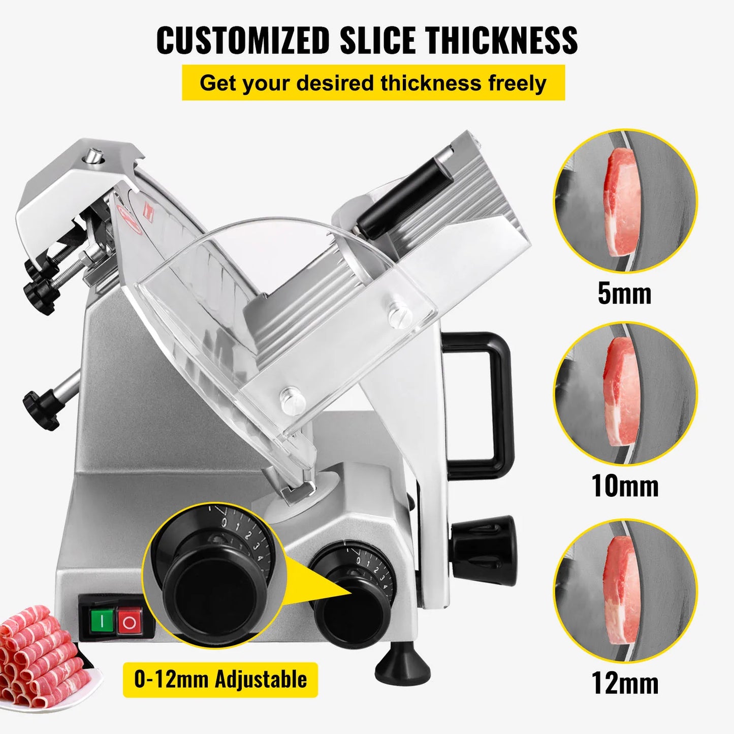 SucceBuy Electric Meat Slicer 200W 240W 320W 340W Adjustable Thickness for Home and Commercial Use Cut Meat and Cheese