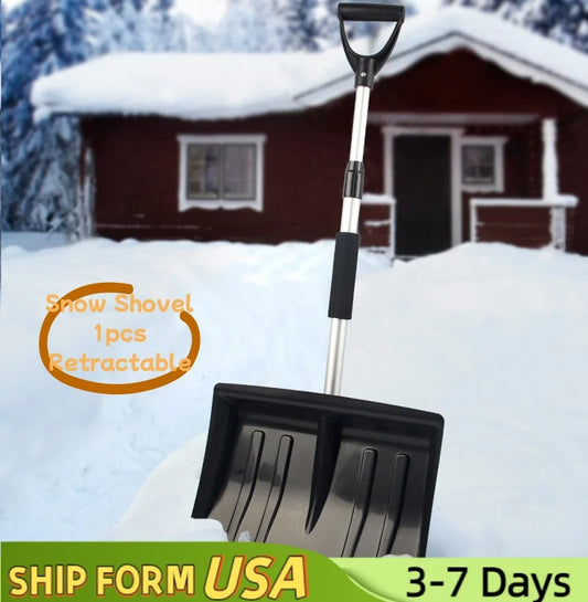 Snow Shovel Portable Wide Pusher With D Handle Folding Design For Outdoor Garden