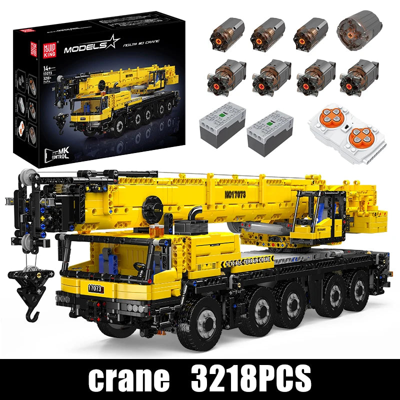 Mould King 17073 17074 RC LTM 1110 Crane Building Block Engineering Truck Set for Kids Christmas Gift