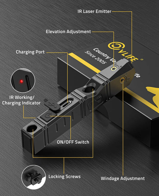 Laser Sight for Rifle IR Laser Sight M-Lok Rail Rechargeable Low-Profile Tactical Laser Strobe Function Infrared Night Vision