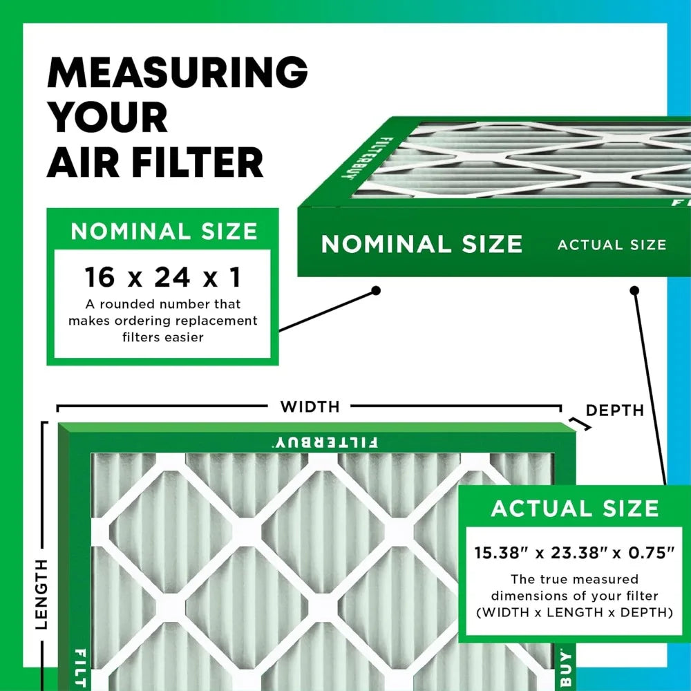 Electrostatic Pleated Air Filters MERV 8 MPR 700 16x24x1 Dust Defense 12 Pack