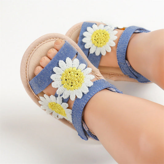 Baby Girls Floral Sandals Soft Sole First Walking Shoes