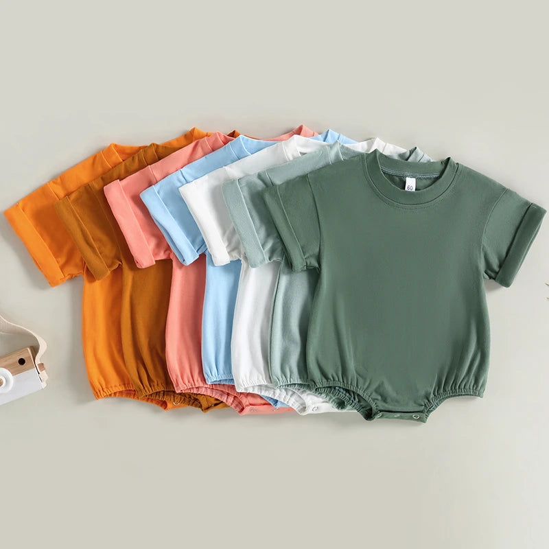 Newborn Baby Summer Crewneck Cotton Romper Jumpsuit