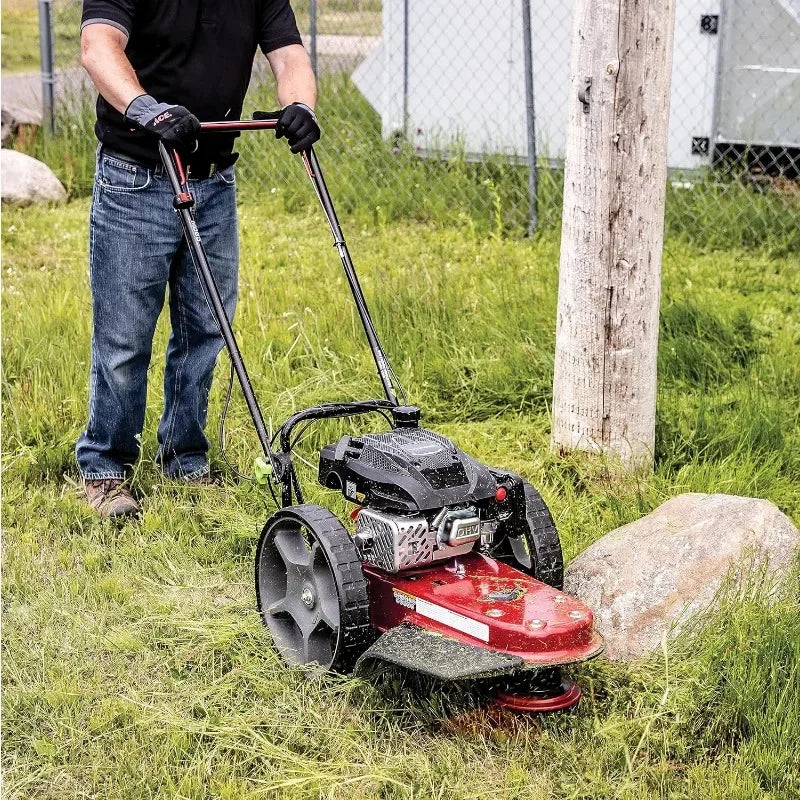 Home Walk Behind String Mower With 160cc Viper 4 Cycle Engine 22 Inch Cutting Diameter 14 Inch Never Go Flat Wheels Easy Assembly Adjustable Handlebar Model 40314
