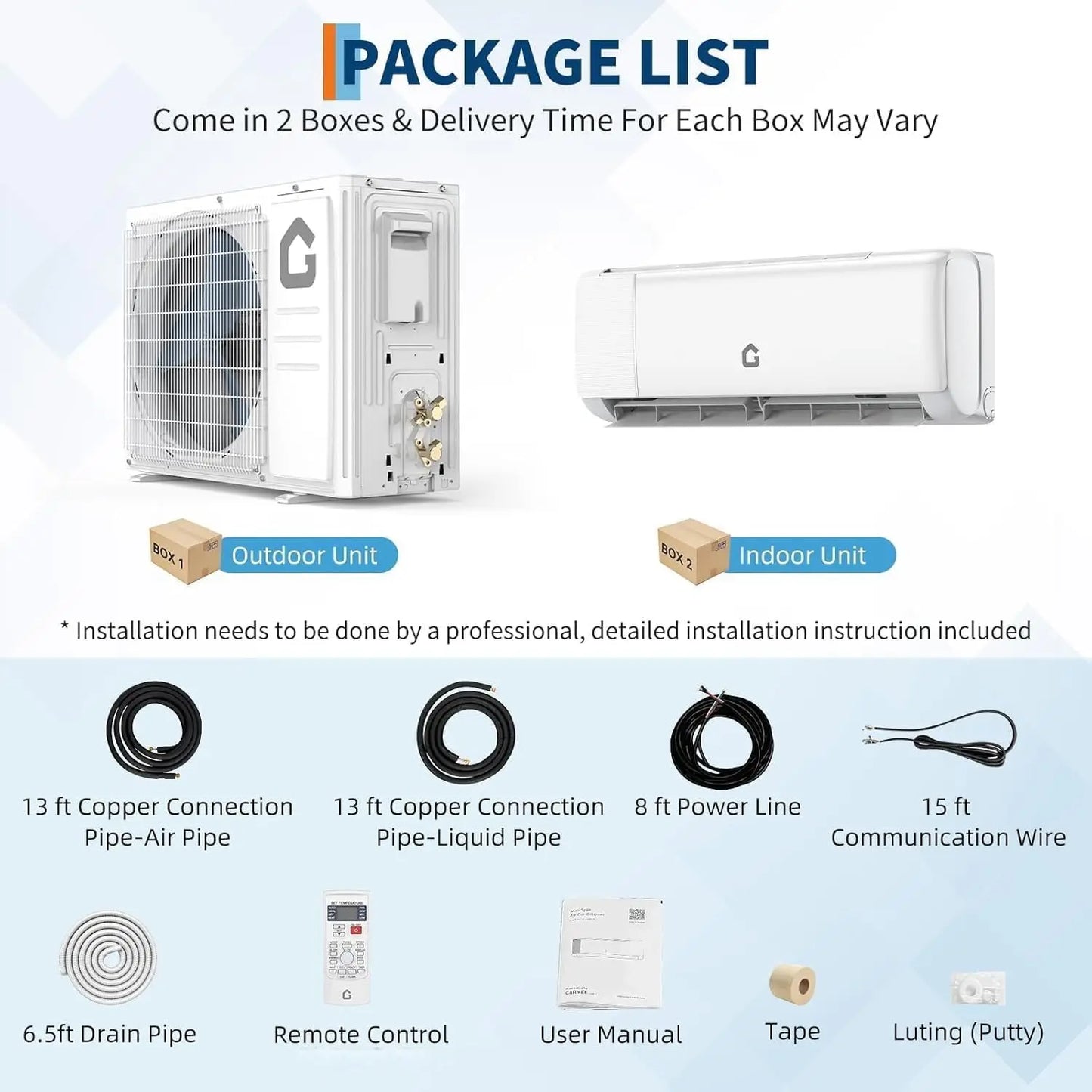 24000 BTU Mini Split Air Conditioner with Heater,19 SEER2, 230V Energy Ductless Wall-Mounted AC Unit with Remote Cools Rooms