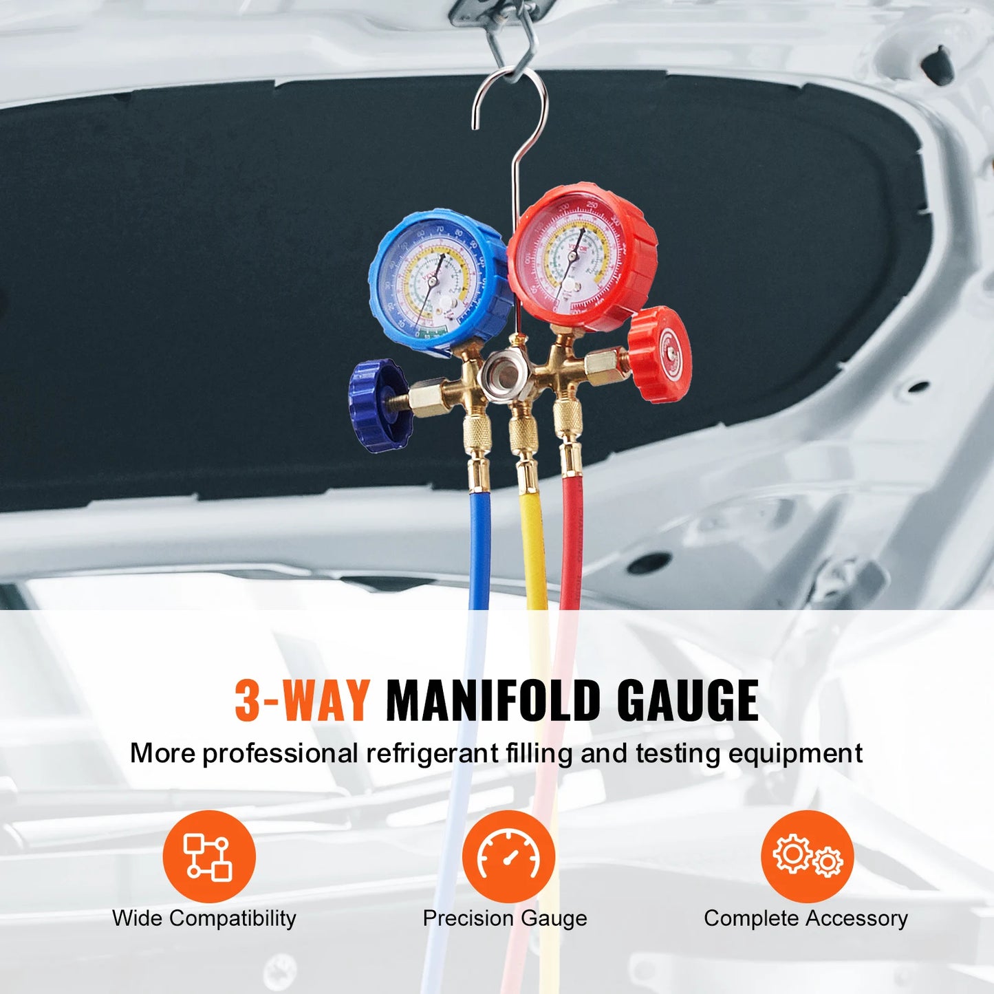 SucceBuy 3 Way AC Manifold Gauge Set For R134a R22 Auto