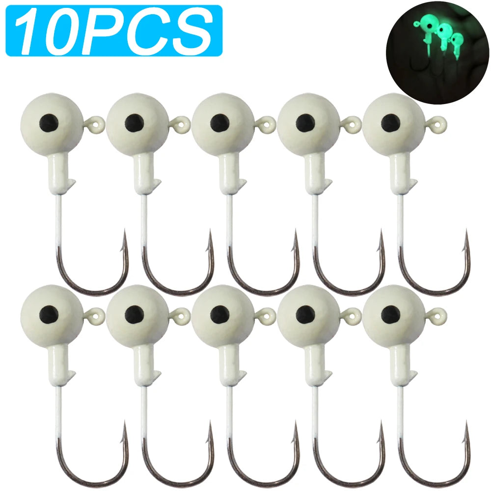 10pcs/lot Metal Jig Hooks 3.5g 18g Color 3D Eye Ball Jigging Head Hook Barbed Crank Shank for Soft Lure Worm Fishing Fishhook