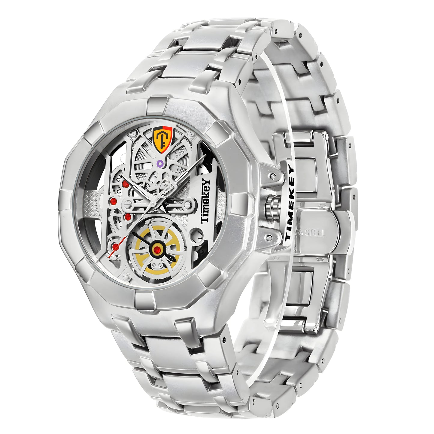 1 Piece Skeleton Design Quartz Men's Watch with Inner Wheel Design Luxury Style Christmas and New Year's Gift