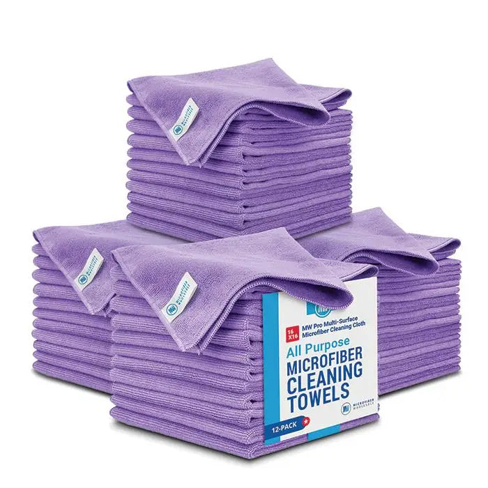 48 Pack 16 Inch by 16 Inch Microfiber Cleaning Towels Highly Absorbent Lint Free Multi Purpose Safe