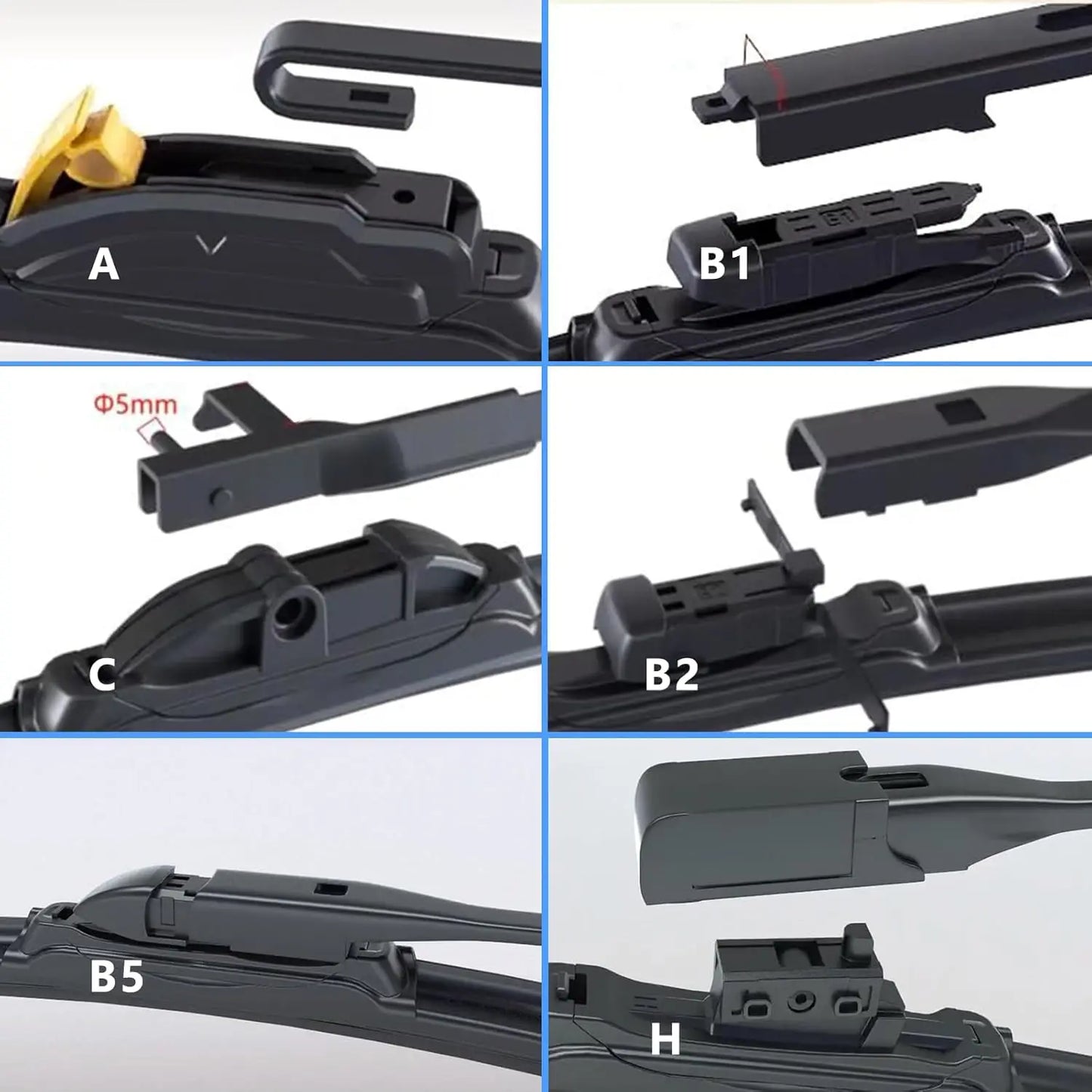 Universal 22x22 Front Windshield Wiper Blade Elastic Rubber for Car SUV Truck Durable Replacement