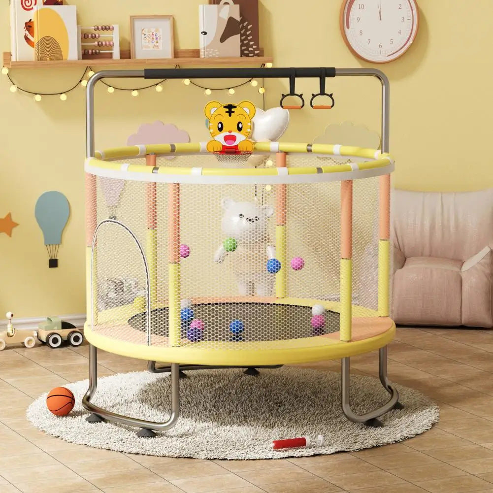 5FT Kids Indoor Outdoor Trampoline with Basketball Hoop Swing Sandbag Ocean Balls Enclosure Net