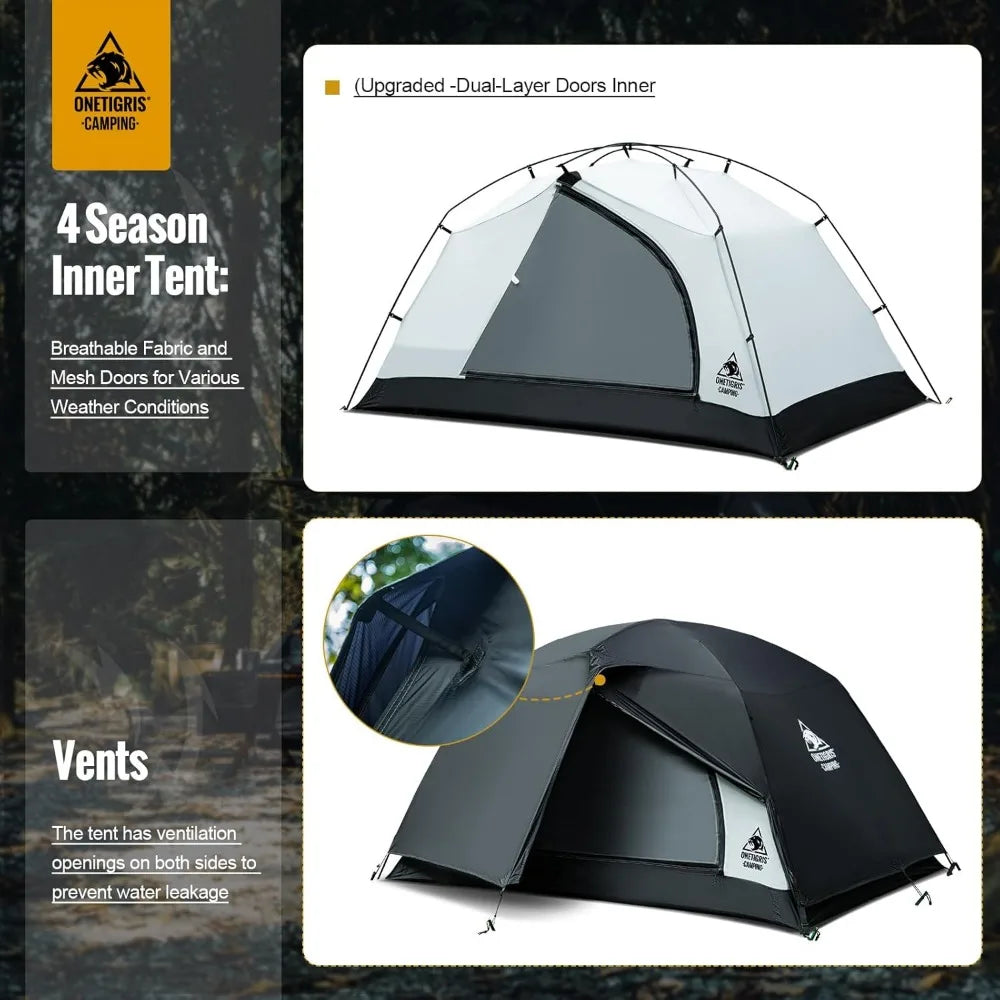 OneTigris Stella 4 Season Camping Tent Backpacking Two Person Waterproof Lightweight Easy Setup 3000mm Waterproof Rating