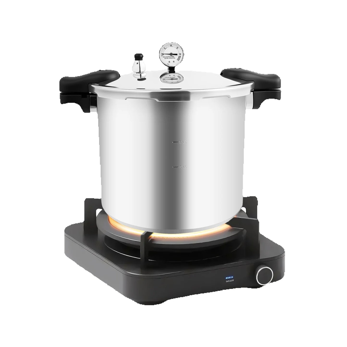 23Quart Aluminium Alloy Thickened Explosion-Proof Pressure Cooker, 3 PSI Safety Valve and Gauge, Gas & Electric Stove Compatible