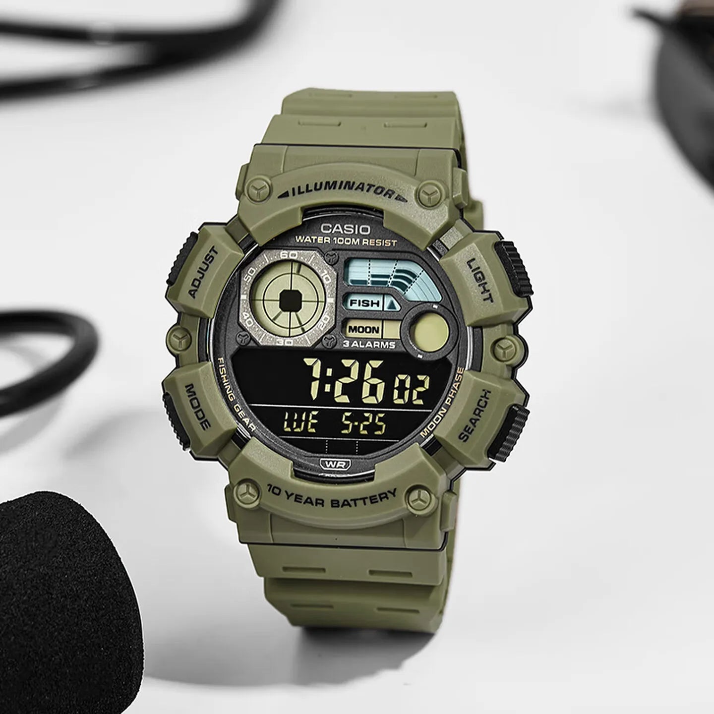 Casio WS-1500H Series Men's Large Dial Wristwatch Multifunctional Digital Display Waterproof Sports Leisure Electronic Watch