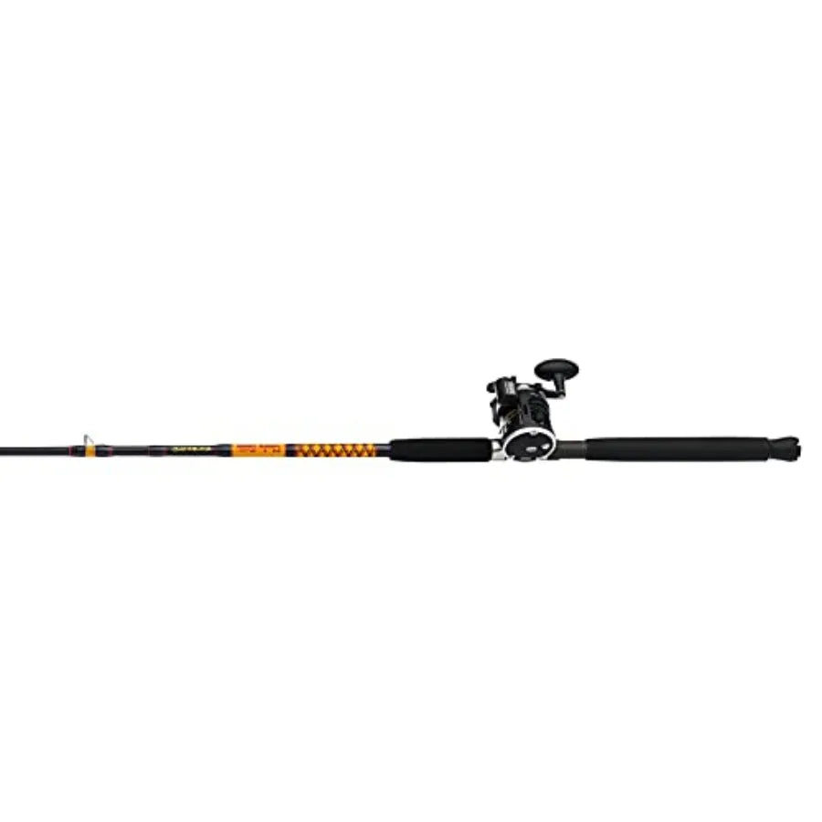Bigwater Casting Fishing Rod Penn Rival Level Wind Conventional Reel Combo with Heavy-Duty Graphite Construction and Black Fini