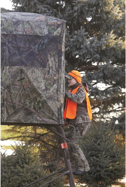 6 Foot Tall 2 Man Hunting Tripod Tower Blind Elevated Deer Stand Hunting Gear Equipment Accessories 4x4 Platform