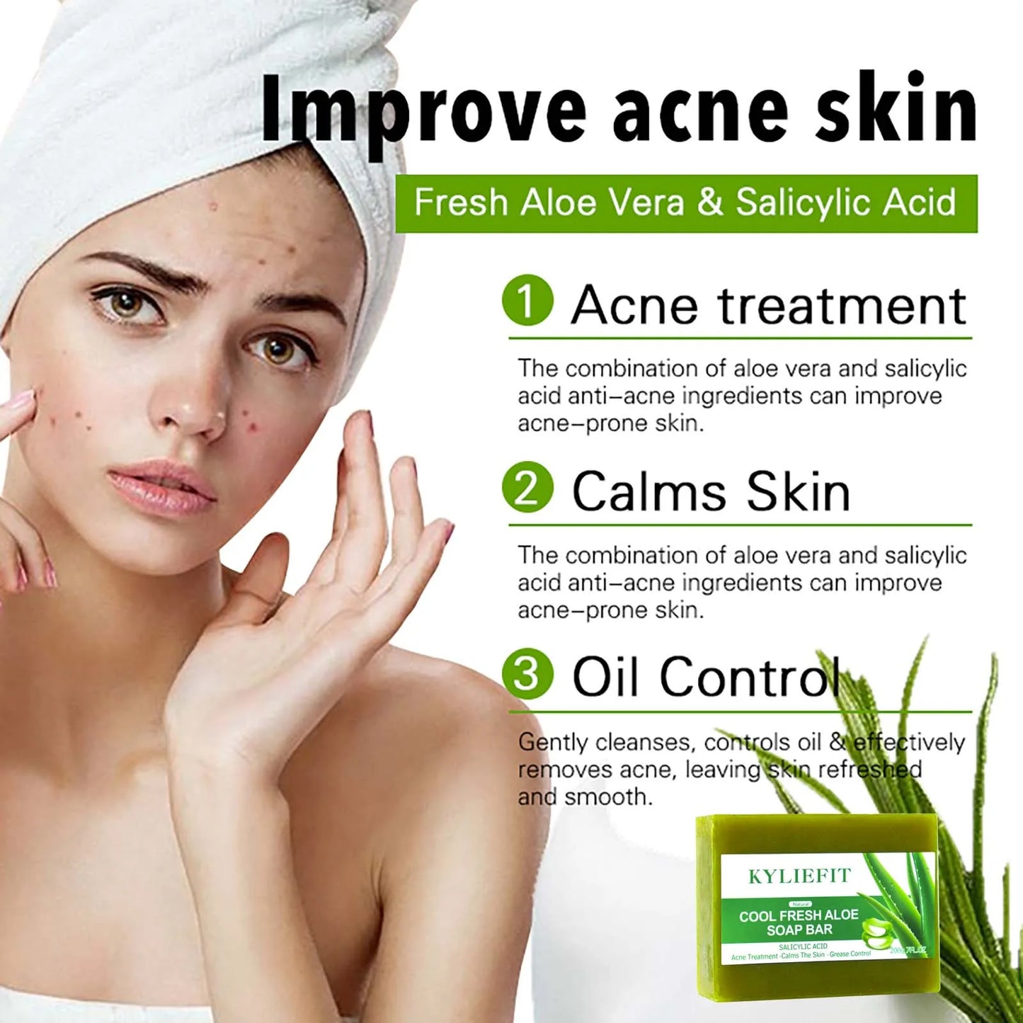 AILKE Aloe Vera Whitening Soap For Acne Radiant Skin All Skin Types Vegan