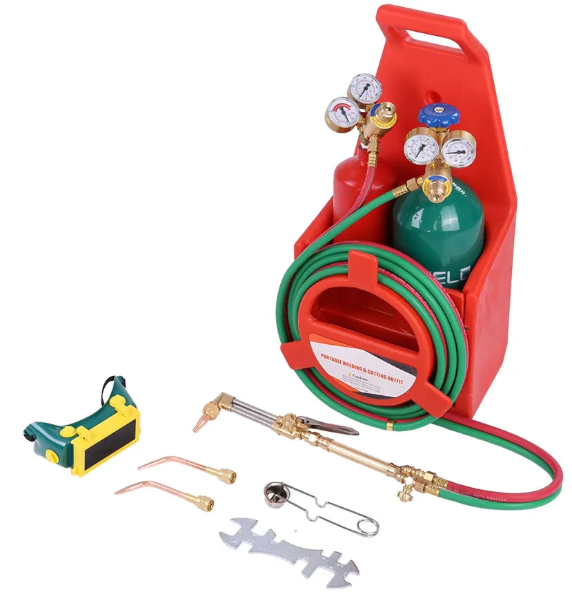 4L Oxygen Cylinder Empty Tube Brass Nozzle Torch Kit with Pressure Gauge Oxygen Acetylene Brass Nozzle Welding Torch Kit