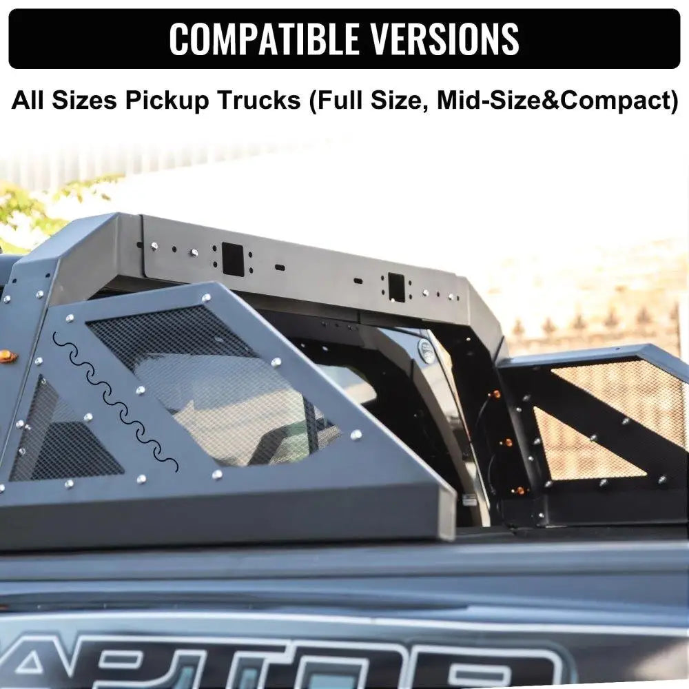 Adjustable Truck Roll Bar Rack with 6 Amber Auxiliary Side Marker Lamps Universal Fit for Pickup Trucks