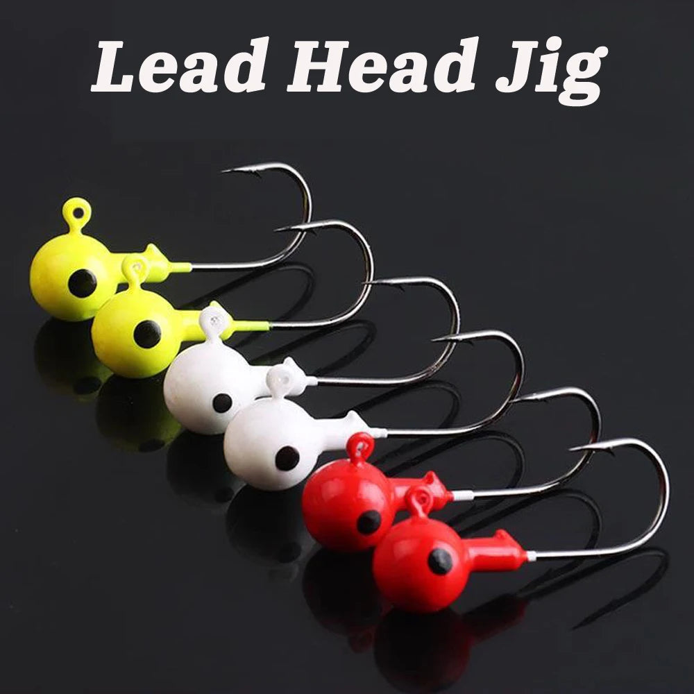 10pcs/lot Metal Jig Hooks 3.5g 18g Color 3D Eye Ball Jigging Head Hook Barbed Crank Shank for Soft Lure Worm Fishing Fishhook